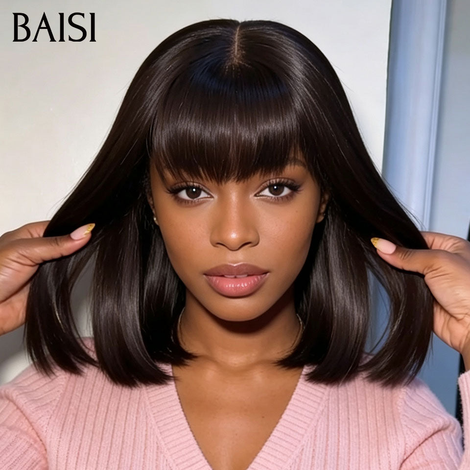 BAISI BLACK FRIDAY PROMO 100% Vietnam Hair Lisse avec Frange en 100% vrais cheveux humains qualité garantie
