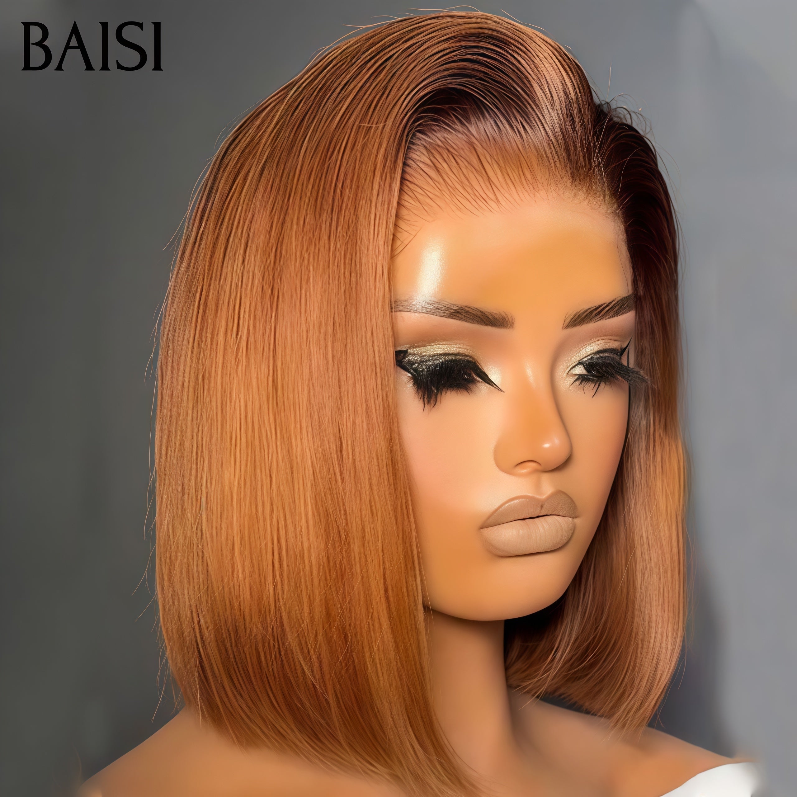 BAISI Perruque Lisse Marron porter sans colle 96€ en 100% Cheveux Humains