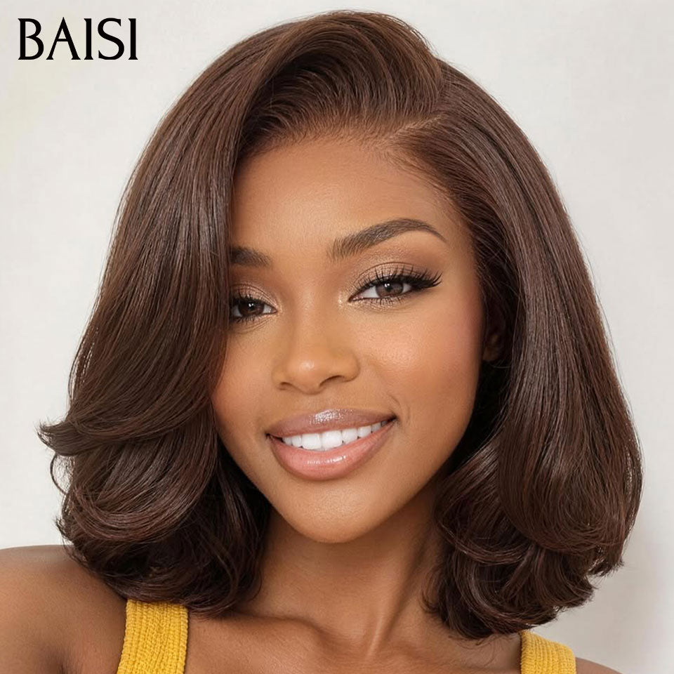 BAISI HAIR FR 2 Bonne Qualité 239€ perruques top recommandées ou 2 Perruques 109€ moitié prix 2x4 lace Lisse avec Frange 8 Pouces et 4x4 Lisse 10 Pouces en 100% Cheveux Humains mp50