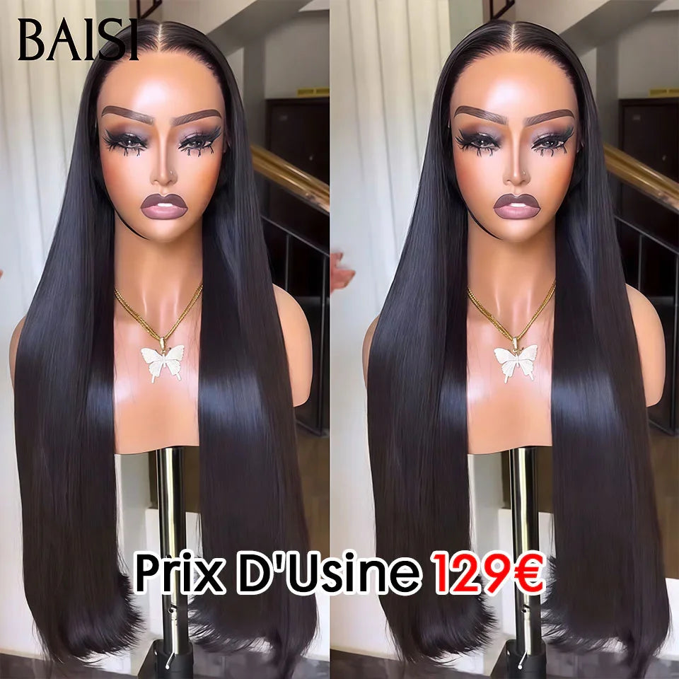 BAISI Compre 2 perucas no mínimo a preço de fábrica 13x4 lace frontal Peruca lisa 24 polegadas 129€ ou na cor #4 pré-depilada Sem cola em 100% cabelo cru lace já cortado 100% cabelo humano verdadeiro (sem código necessário)