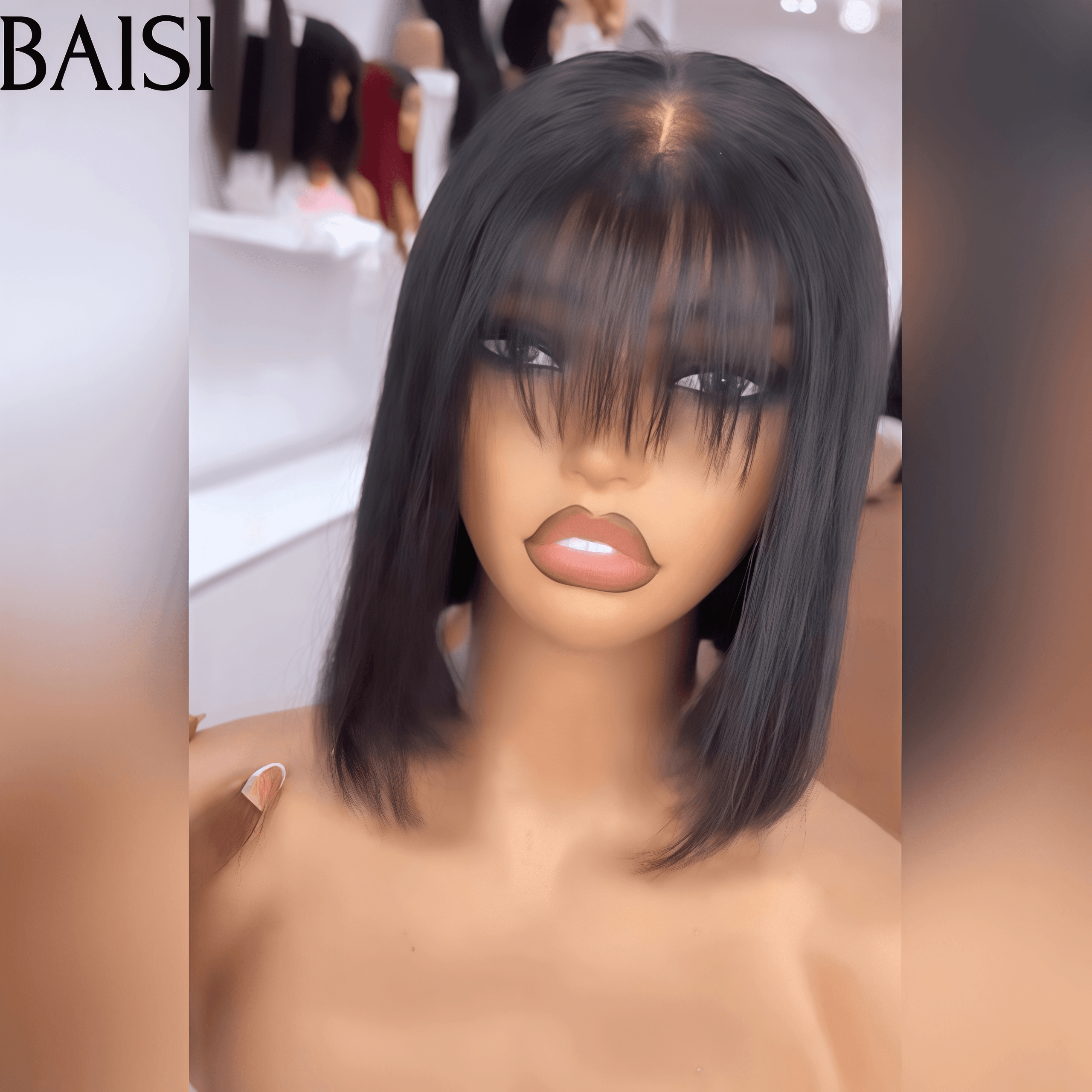BAISI Offre Flash Bob lisse Avec Frange Perruques de Luxe 100% Vietnam Hair SDD BONE STRAIGHT 300% densité A1 Fabriquées par les cheveux double drawn 15A sans Lace sans colle FR38