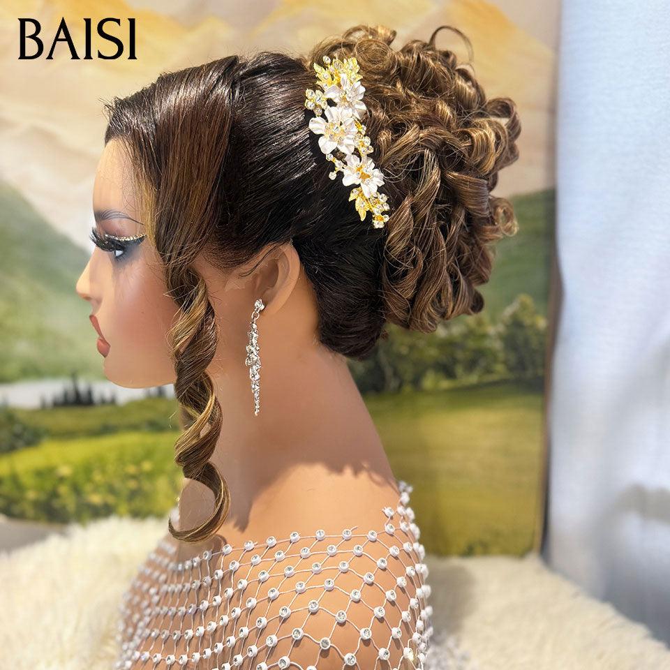 BAISI Coiffure de luxe Josephine Perruques Mariage Prête à porter chignon et personalisation comme sur la vidéo 100% identique avec lace frontale pour mariage ou événement spécial en couleur 1BT27#