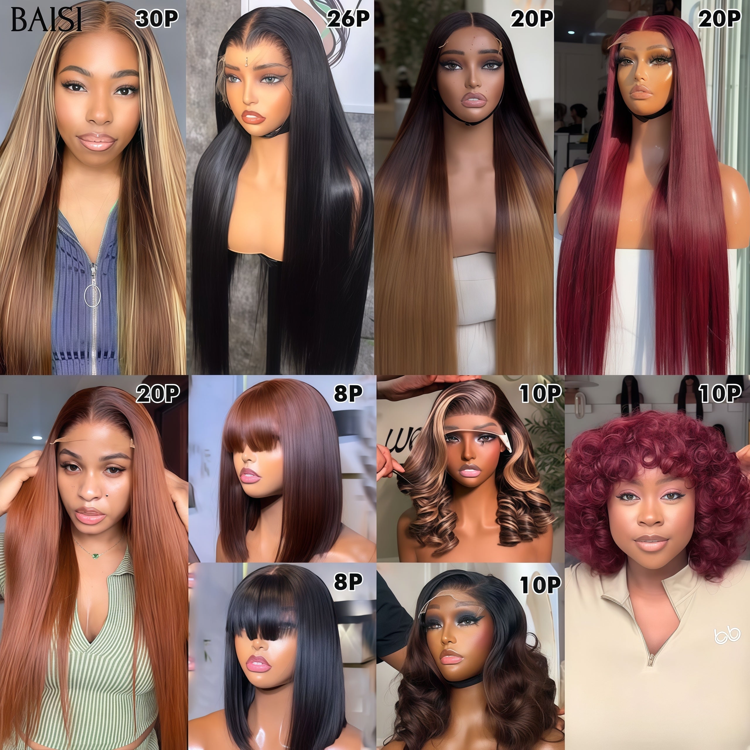 Usine grossiste 2 perruques 120€ vrais cheveux raw hair Noir + Marron 12 pouces 13*4 lace frontale deep wave et curly Confortable à porter Aéré sans être chaud en 10 Perruques en Soldes 150€ en 100% Cheveux Humains sans retour