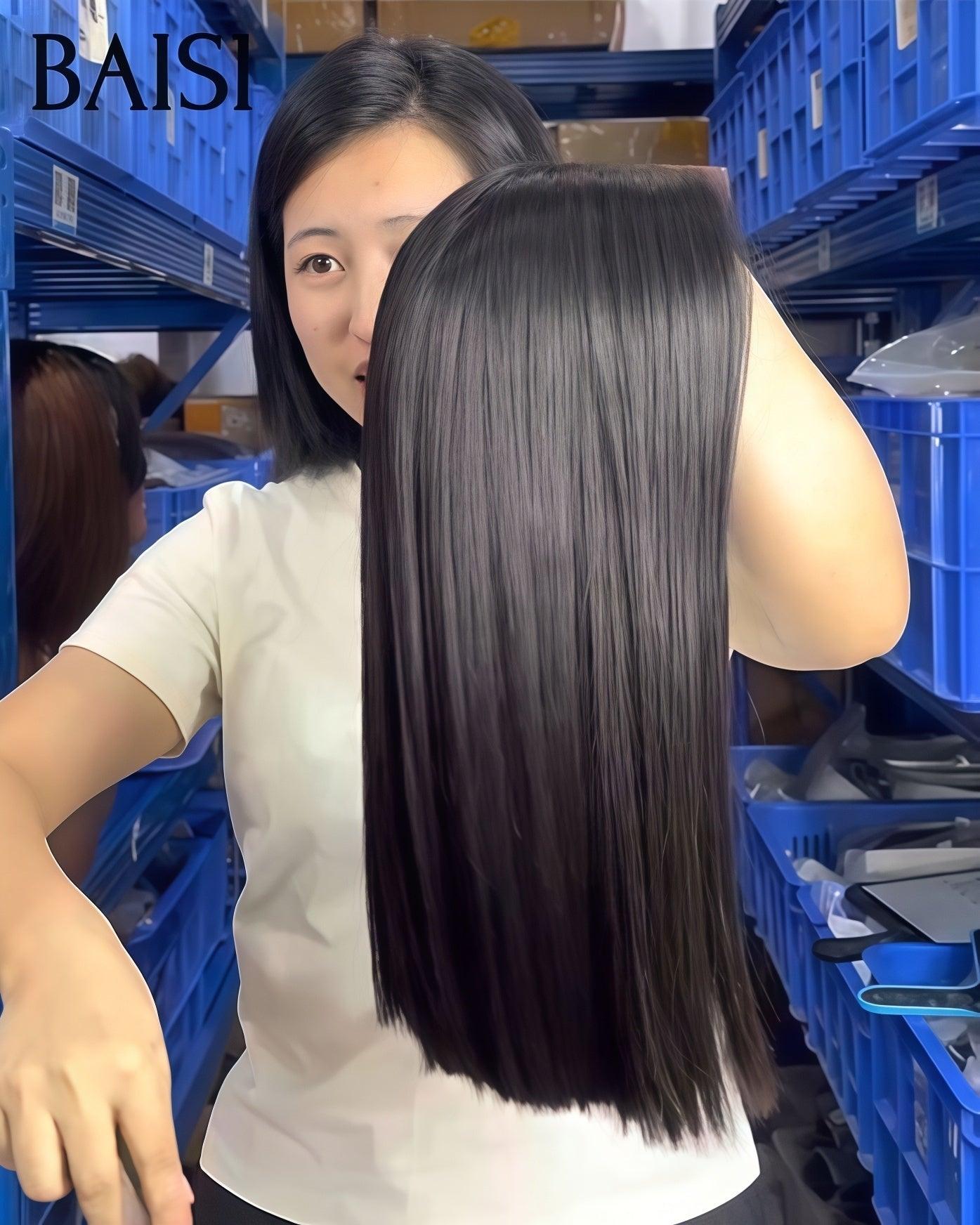 BAISI Perruques de Luxe 2x6 Lace Closure Perruque Lisse En 100% Cheveux Humains Vietnam Hair 300% densité plus de 20 ans d' utilisations