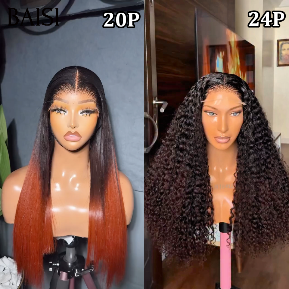 BAISI 2x6 Lace ou 13x4 Lace Lot 2 Perruques 20Pouces Lisse Couleur 1BT/Orange + Curly Noir Qualité Trop Luxe en 100% Vietnam hair Ou en 100% Raw Hair Prix Abordable 100% Cheveux Humains