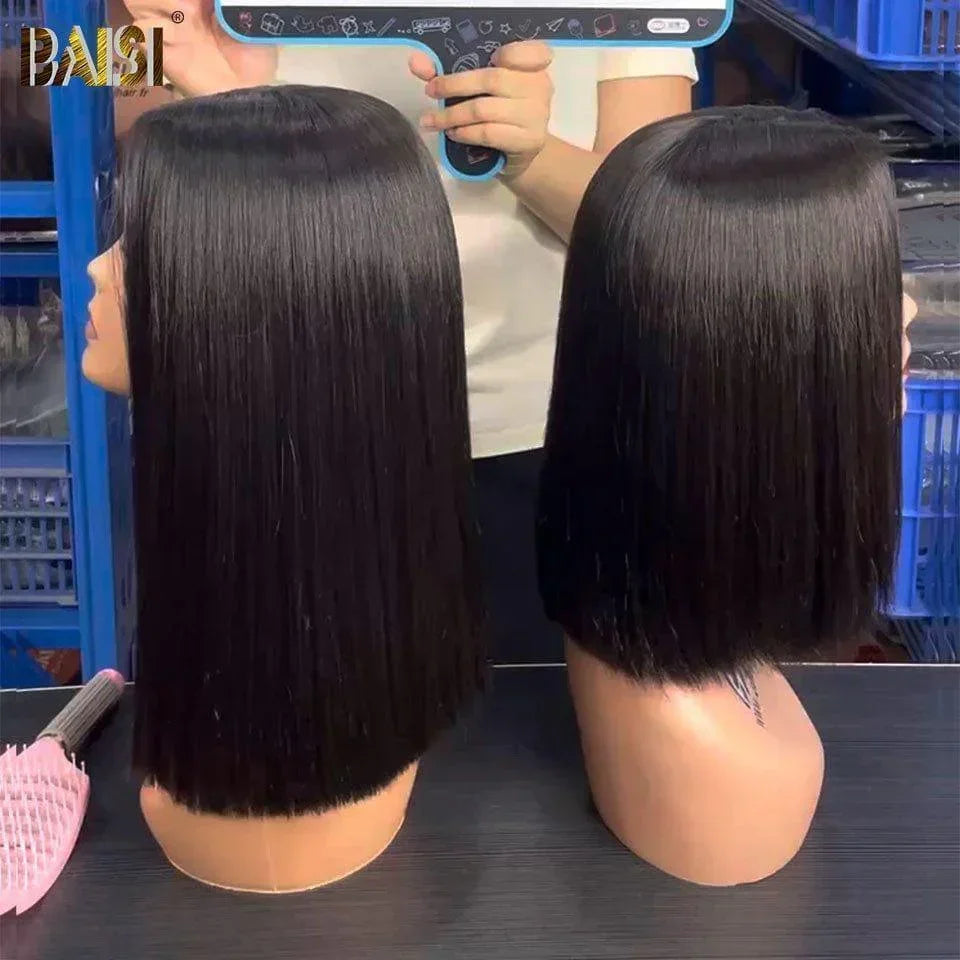 BAISI Parrucche di Lusso Capelli Vietnam 2X6 Lace Parrucca BOB Nero Liscio 12 pouce 97€ 14 pouce 108€ 300% densità oltre 20 anni di utilizzo