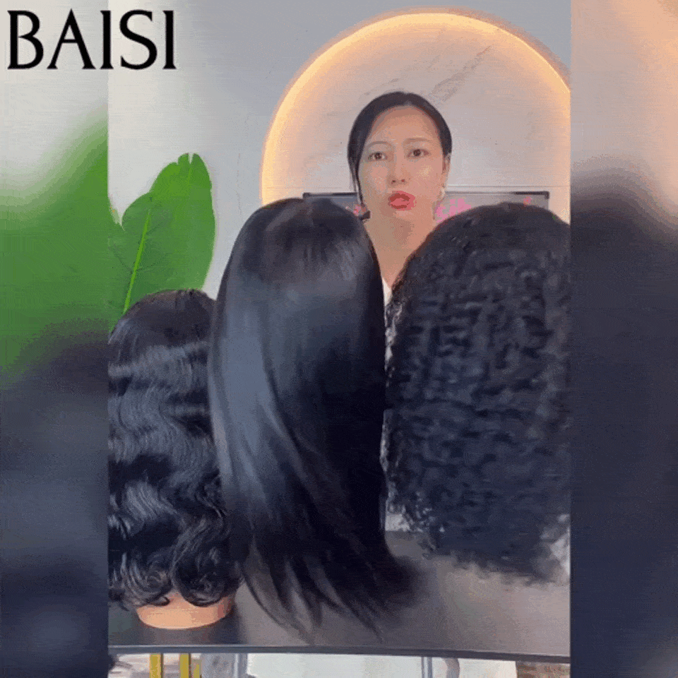 BAISI Conjunto de 3 perucas 4X4 lace 18 polegadas, liso, cacheado e body wave em 100% cabelo humano verdadeiro 199 euro FR38