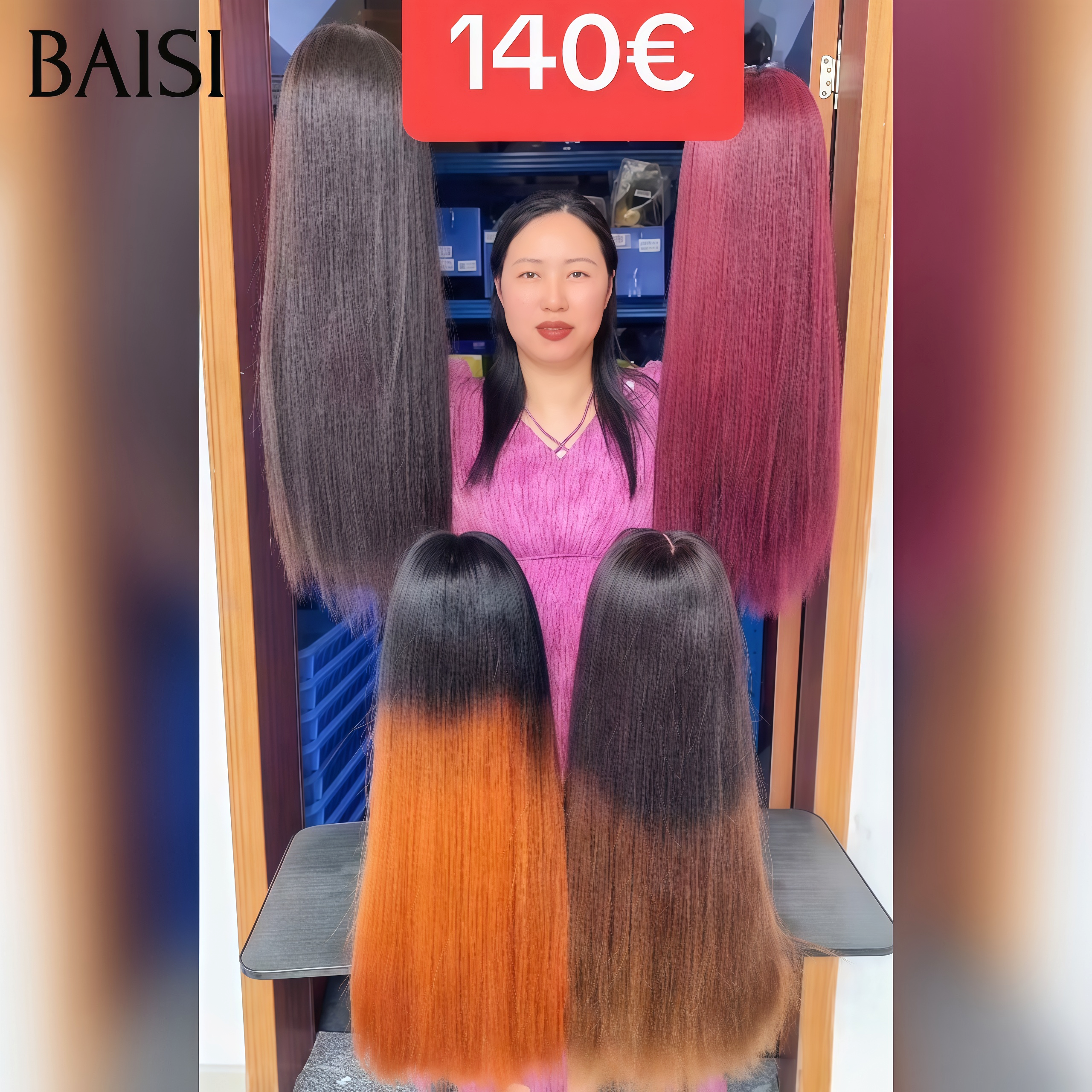 BAISI PROMO Maintenant 1 perruque lisse noir 24 pouces 1B 140€ ou 2 couleurs 1b et 99j 24 Pouces pour revendre cheveux humains 100% raw hair stock limité