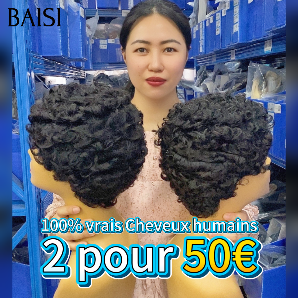 BAISI Lot De Perruque Ventes En Gros 2 Perruques 50€ En 100% vrais Cheveux Humains FR38