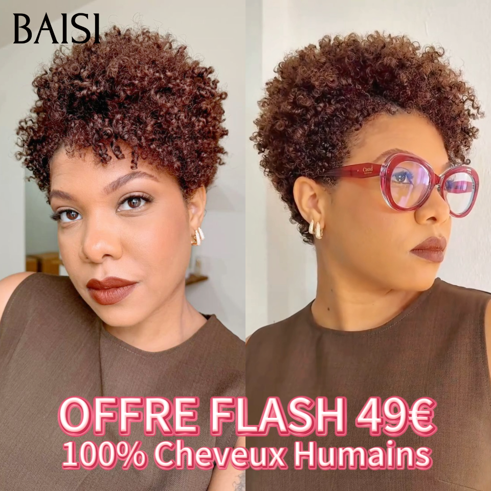 BAISI OFFER FLASH Perruque afro curly wave en Couleur marron 4# 49€ en 100% Cheveux Humains FR40