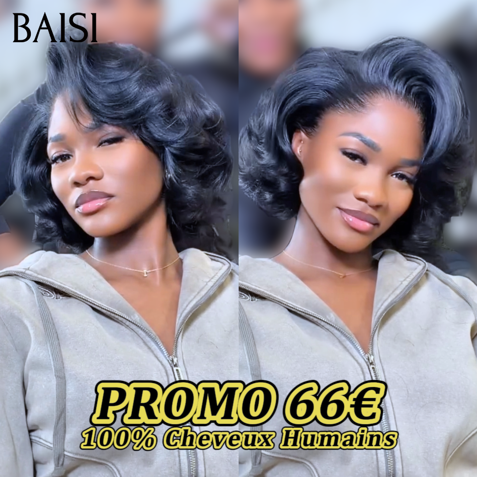 Perruque boucle wave 66€ en egg wave 10 pouces 79€ Moitié prix produit BOB en couleur NOIR en 100% Cheveux Humains