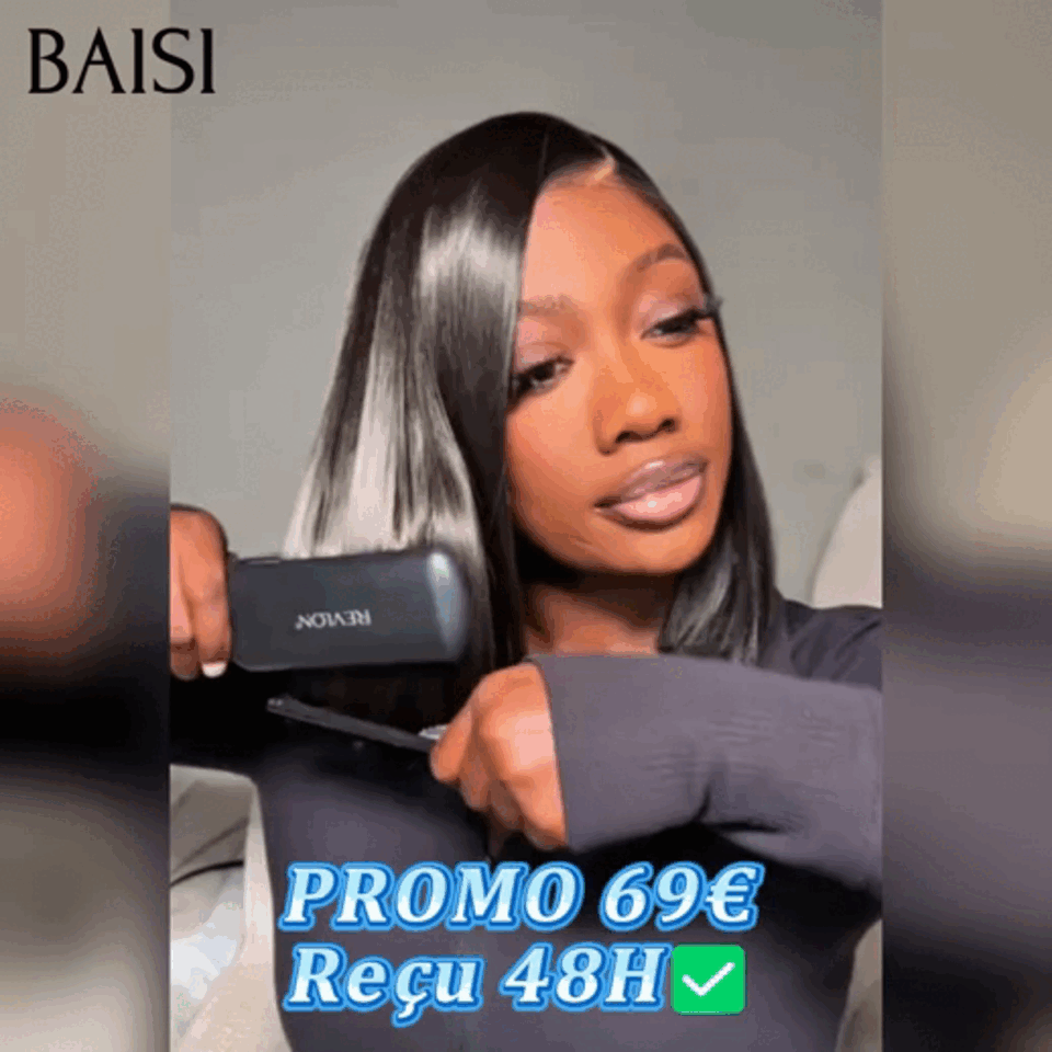 BAISI 4x4 lace frontal Perruque Lisse 10 Pouce 69€ produit BOB en couleur NOIR en 100% Cheveux Humains Reçu 48H