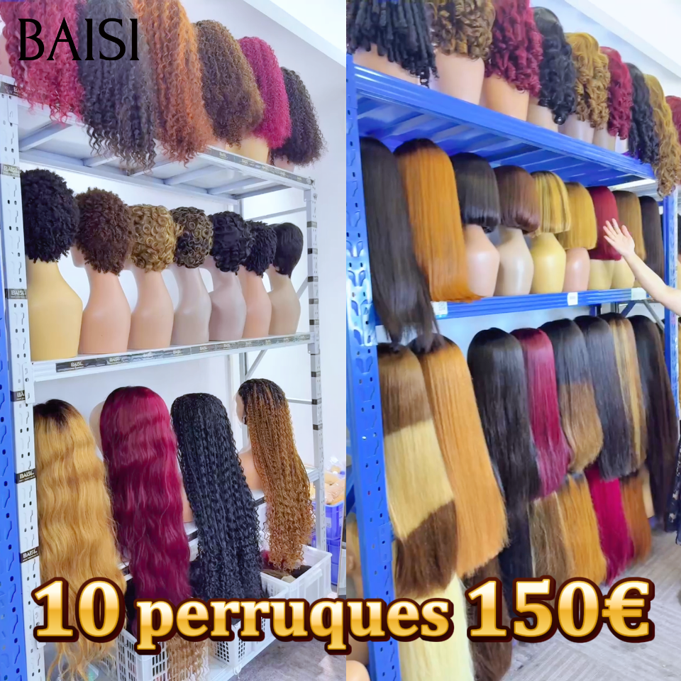BAISI Fournisseur grossiste 2 BOB 100€ 13x4 lace pixie perruque ou 10 perruques 150€ (32p+24p+14p+10p)différentes couleurs promotion valise aujourd'hui stock pas bcp blended humains hair sans retour