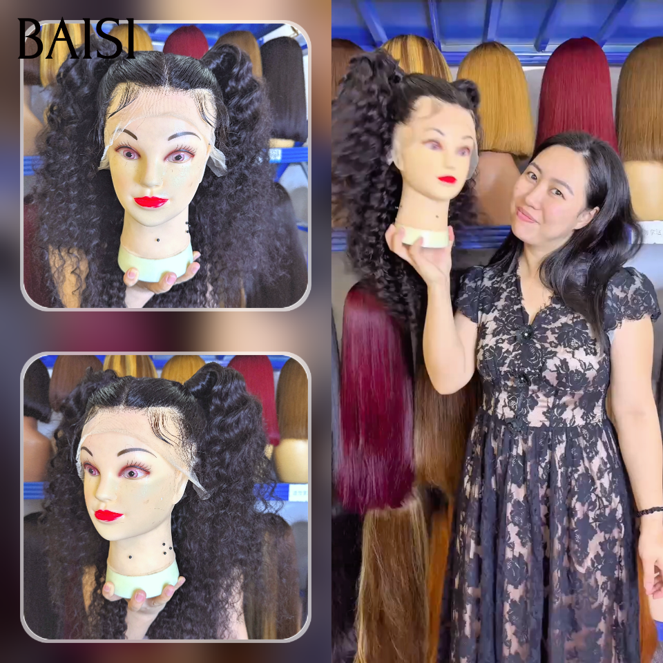 Perruque double queue de cheval jeune Coiffure déjà faites 13x4 lace frontal Perruque avec coiffure natte curly wave en 100% Cheveux Humains