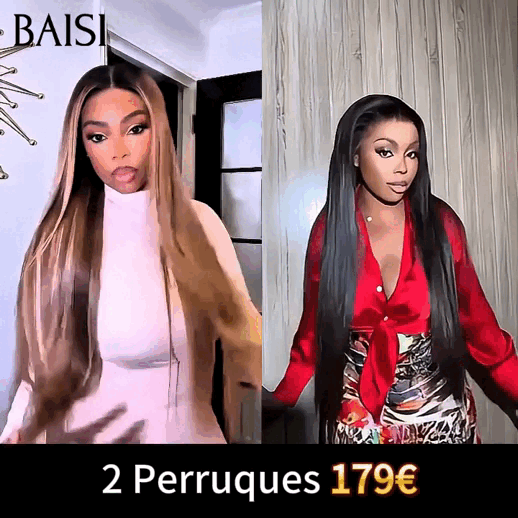 BAISI 2 Perucas 179€ com lace frontal em cabelo humano verdadeiro, madeixas indianas brasileiras de boa qualidade
