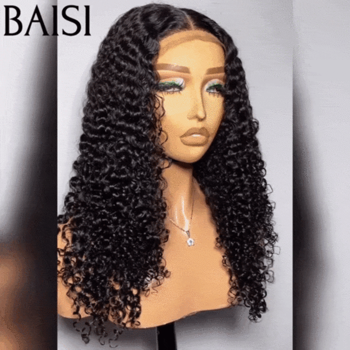 BAISI 4X4 Peruca de Luxo Volume 300% densidade ondulada encaracolada, madeixas virgens double drawn, 14 polegadas, 100% cabelo humano