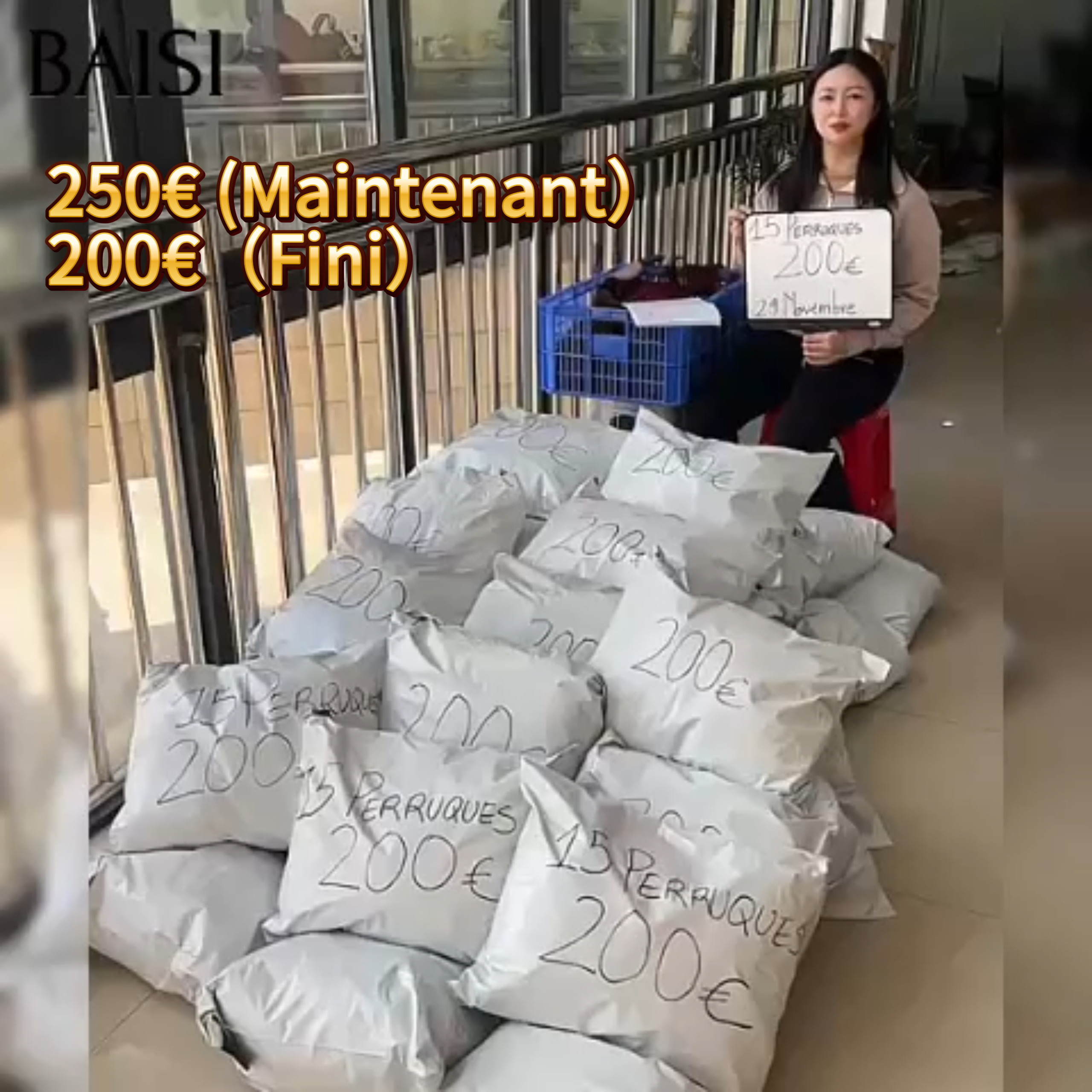 BAISI BLACK FRIDAY Offre limitée 15 Perruques 250€ en 100% Cheveux Humains blended hair mélange de couleurs et de tailles stocks limité liquidation soldes sans retour