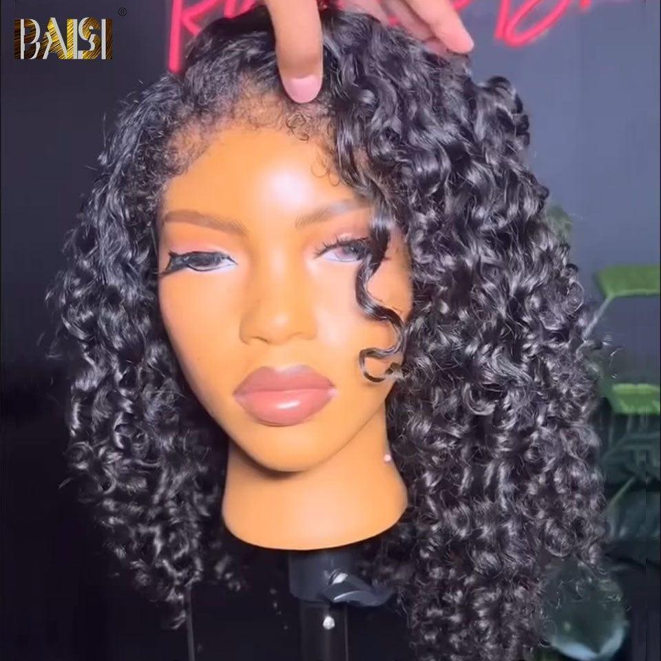 BAISI 13X4 lace wig Curly TW 16 inch 250% Density high end with Baby Hair natural glueless lace 100% real human hair 4C Hairline