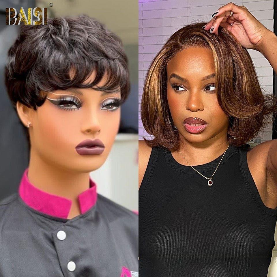 BAISI Lot de 2 perruques Pixie 120 euro ou 2 perruques 209€ 13X4 lace Body wave et 2X6 lace Lisseen 100% vrais cheveux humains MP50