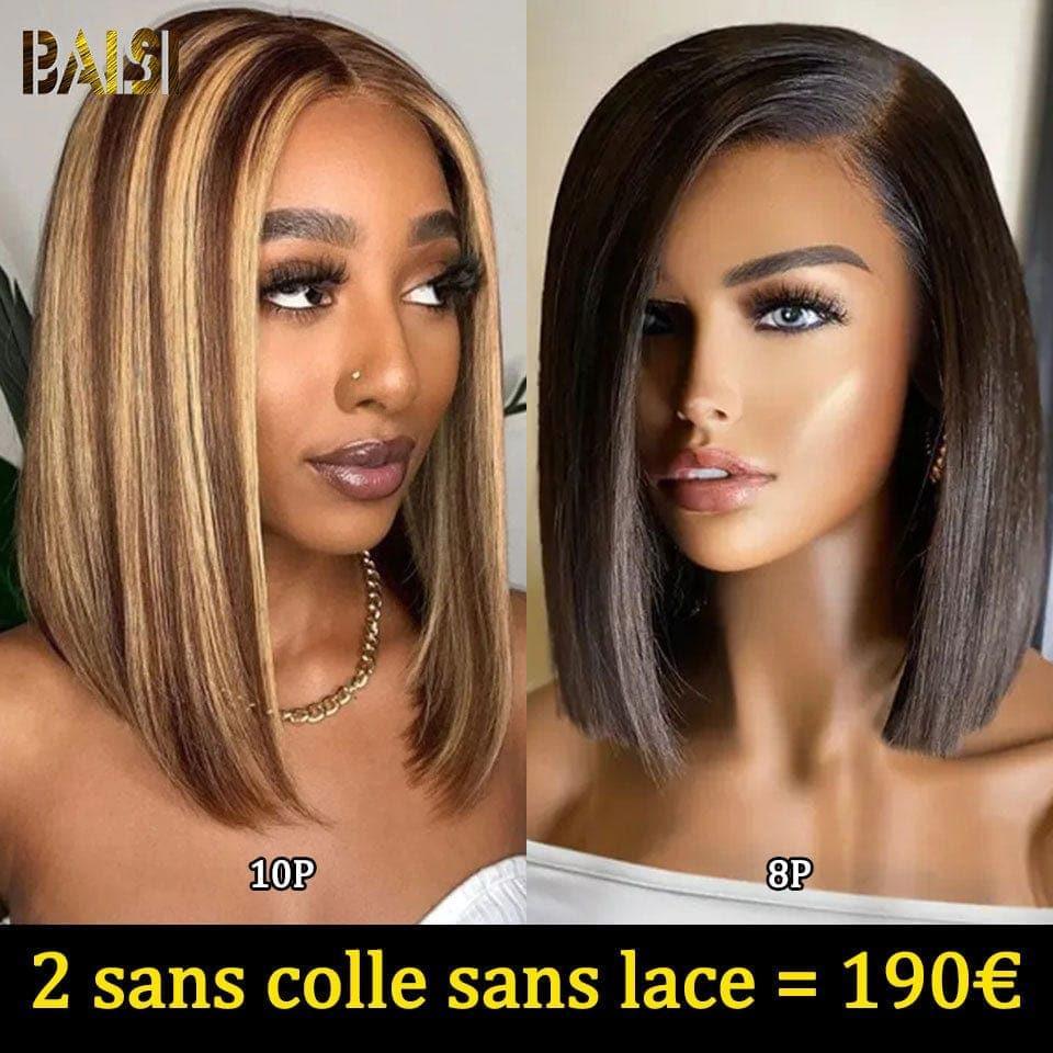 BAISI BLACK FRIDAY 1 bob liso closure lace 4X4 8 polegadas 72€ ou 2 perucas bob 190€ sem cola, fácil de usar em 100% cabelo humano verdadeiro, lace já cortado