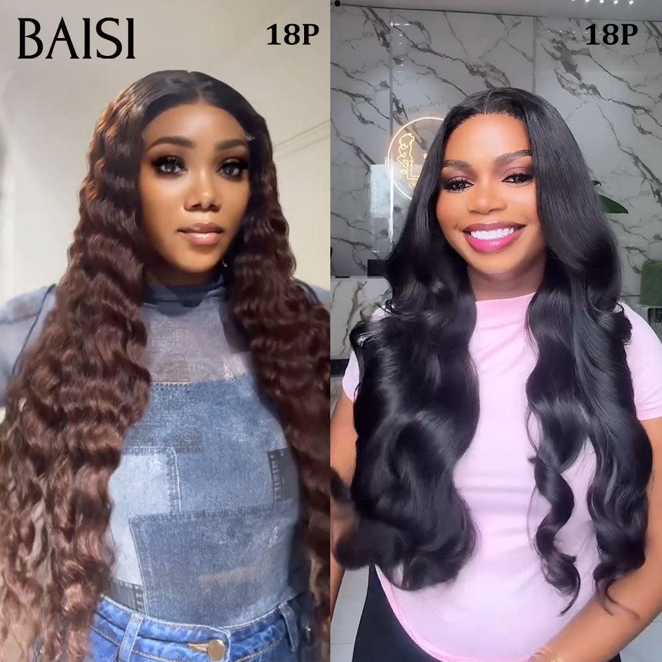 BAISI 2 perruques 299€ 13X4 lace deep wave 18 pouces et 4x4 lace body wave 18 pouces en 100% vrais cheveux humains