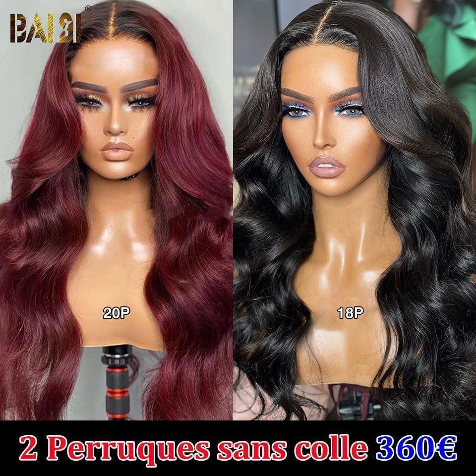 BAISI 4x4 lace closure body wave 22 pouces 109€ ou 2 Perruques 450€ Sans Colle Facile à Porter en 100% vrais cheveux humains Lace déjà couper