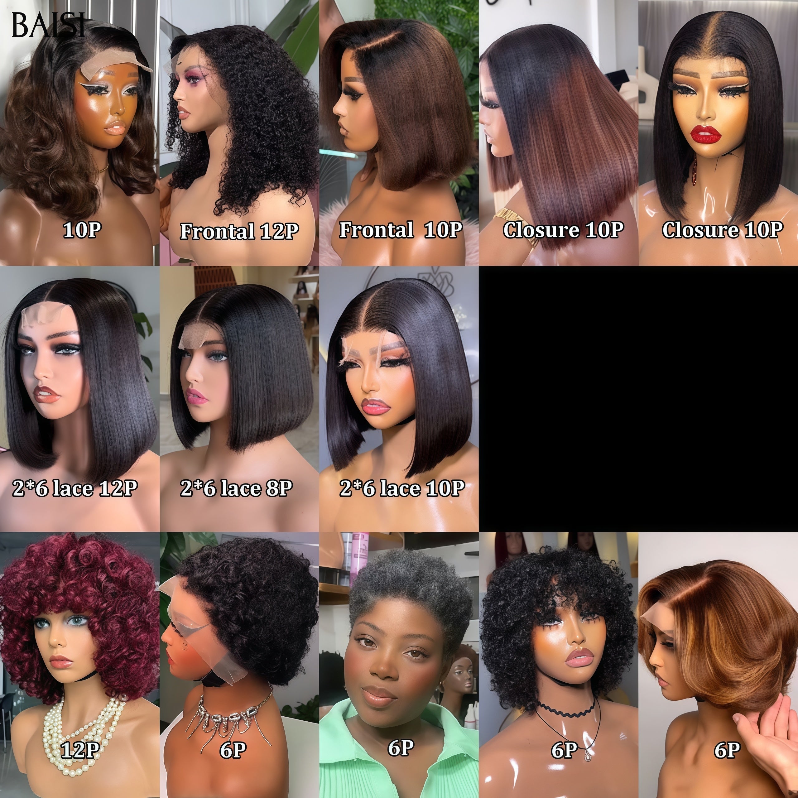 BAISI venda flash 13 Perucas bob lisas ou encaracoladas 13X4 e 4X4 lace e sem lace em 100% cabelo humano verdadeiro 899 euro Código: VIP400