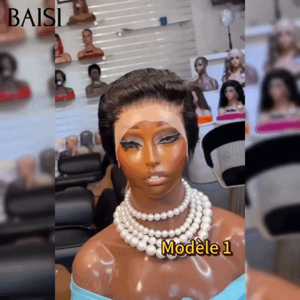 BAISI Pixie Finger Wave Wig small cut 13x4 Lace Frontal 6 inches €79 In 100% Human Hair BAISI20