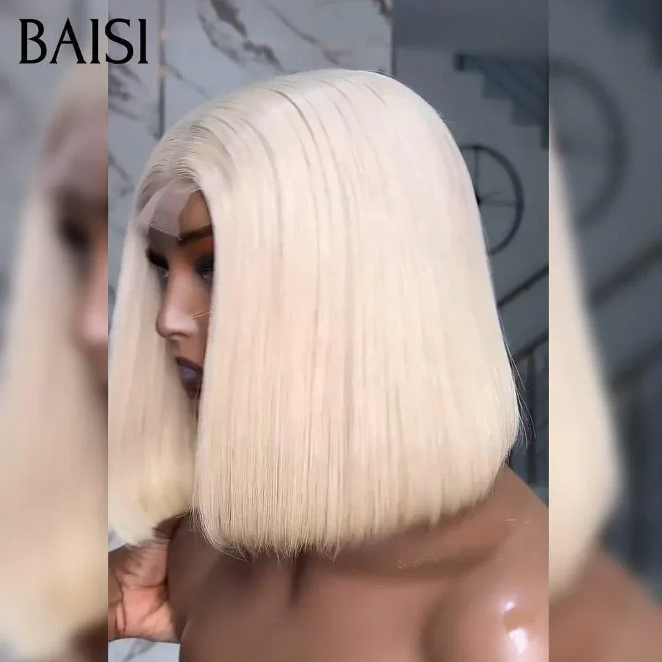 BAISI 2x6 Lace Perruque Lisse Miel 4T27# ou #613 Blonde 8 Pouces En 100% Cheveux Humains Vietnam Hair