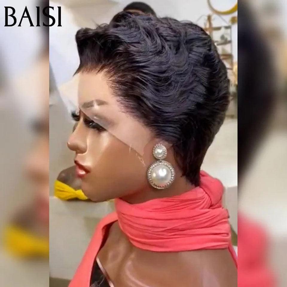 BAISI 3 perruques au choix 120€ ajouter dans le panier un par un au prix d'usine fournisseur coiffure Personnalisée boucle sans colle ou 13X4 lace 9 différentes types de perruques pixie vente en gros pour revendre (Pas Besoin de Code)