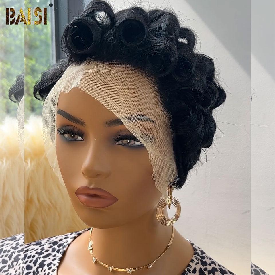 BAISI Achetez 2 perruques minimum au prix d'usine fournisseur Perruque 2x6 Lisse bob 10 Pouces en Noir en 100% Cheveux Humains