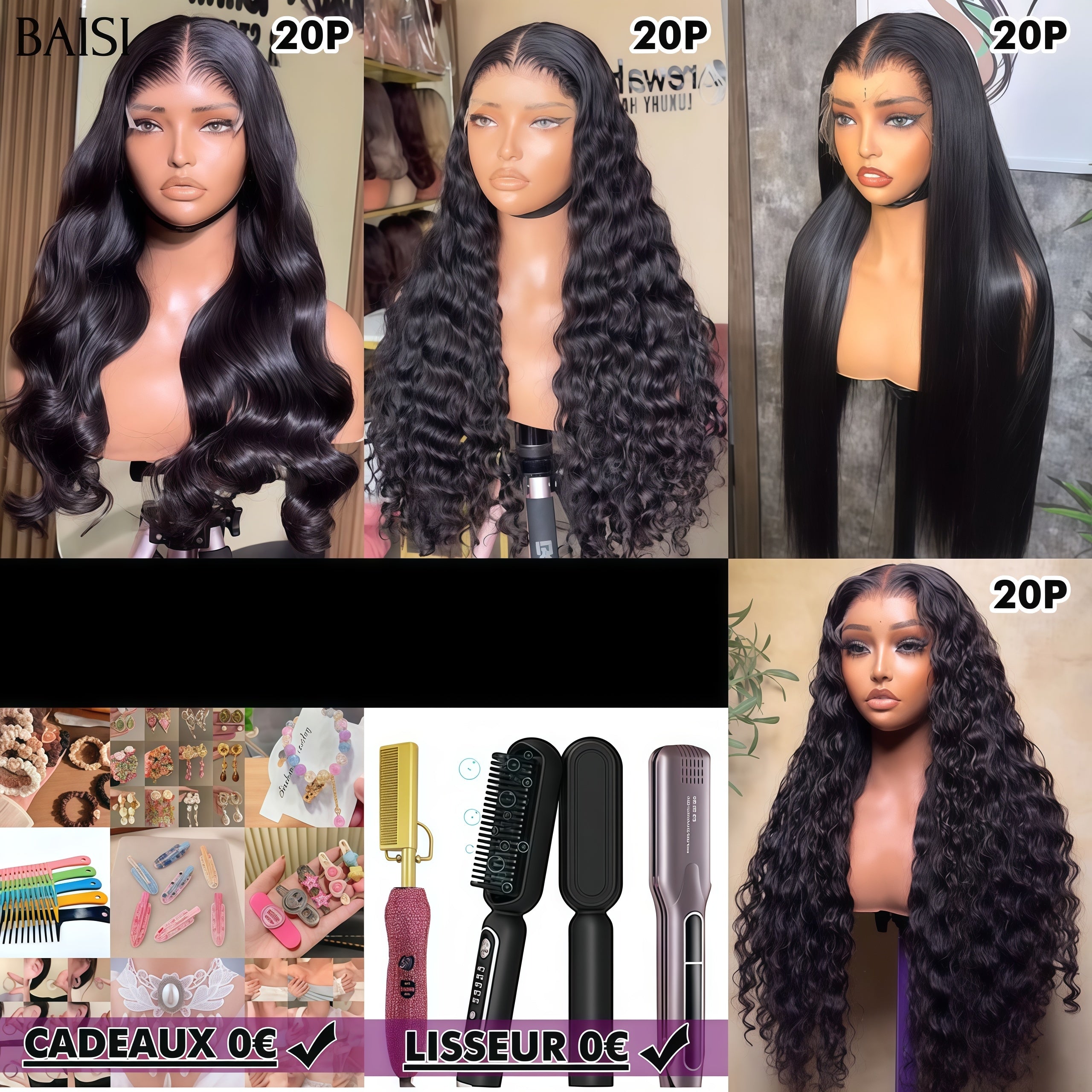 BAISI Venda Flash 13x4 Lace Frontal 30 polegadas 4 perucas em 100% cabelo humano verdadeiro 820 euro CODE: FR40