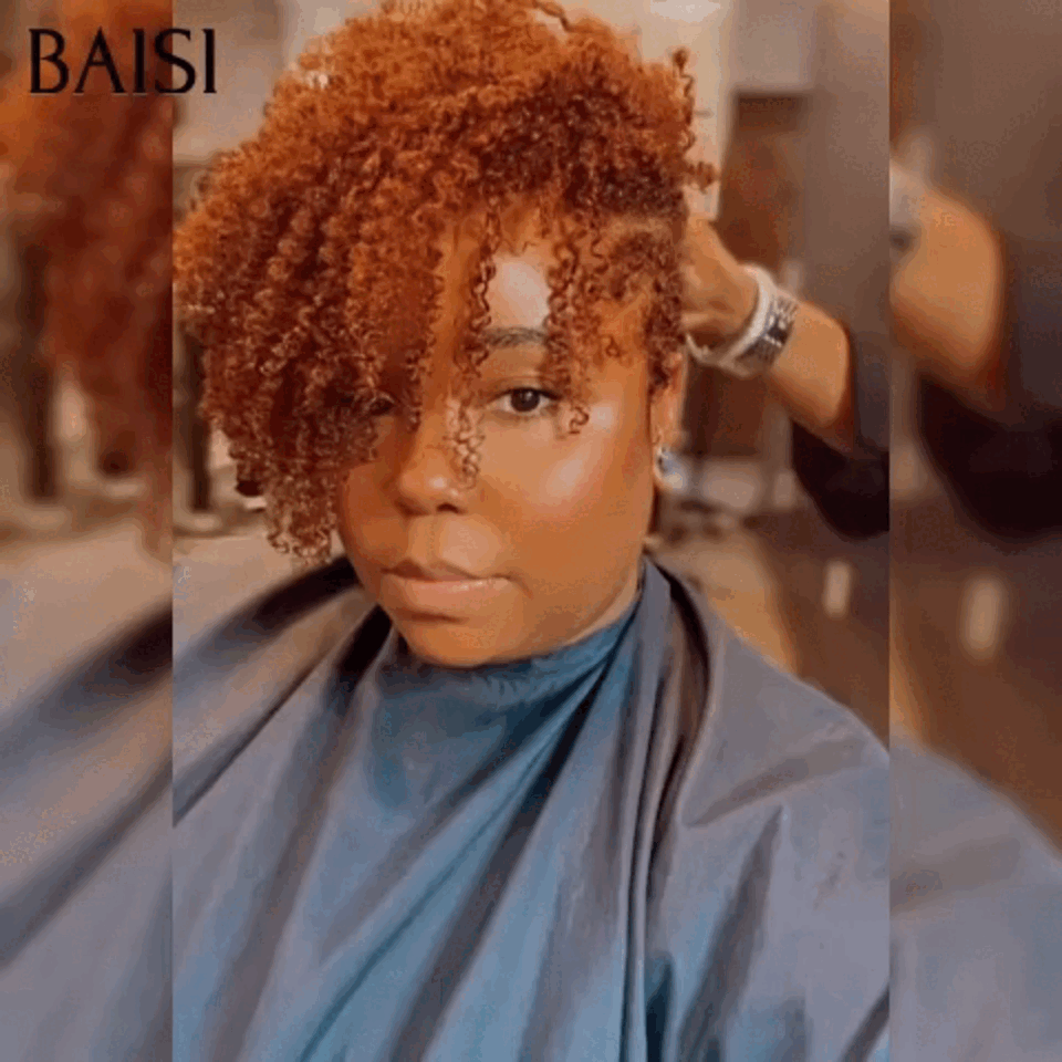 BAISI kinky Curly wave 99€ Topper cheveux partiel personnalisé en Couleur orange 350#( c'est pas une perruque entière ) en 100% cheveux humains