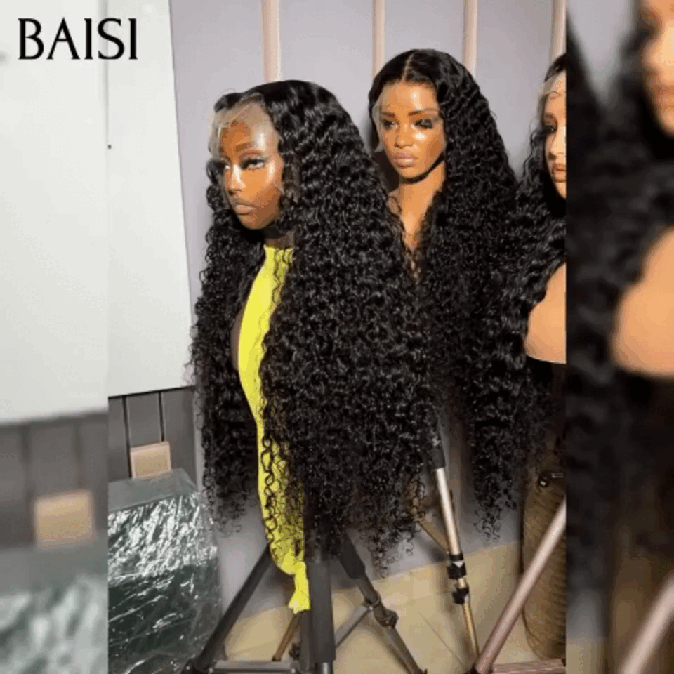 BAISI HAIR FR 13x6 Frontal em renda Peruca encaracolada em 100% Raw Hair