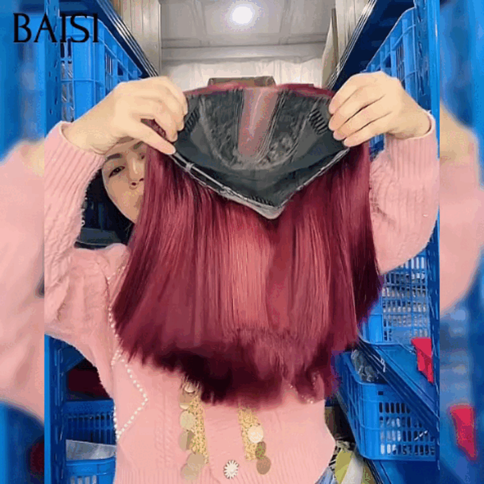 BAISI SDD Cabelo liso 100% vietnamita 10 polegadas 85€ Peruca lisa de luxo Bob 2x6 Lace 20 polegadas 175€ na cor #99J em 100% cabelo humano verdadeiro