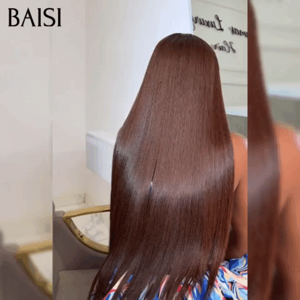 BAISI SDD BONE Straight 100% Vietnam Hair 2X6 Perruques Lisse 18 Pouces de Luxe Haute Qualité 250% Densité en Couleur Marron 4# en 100% Cheveux Humains BS60