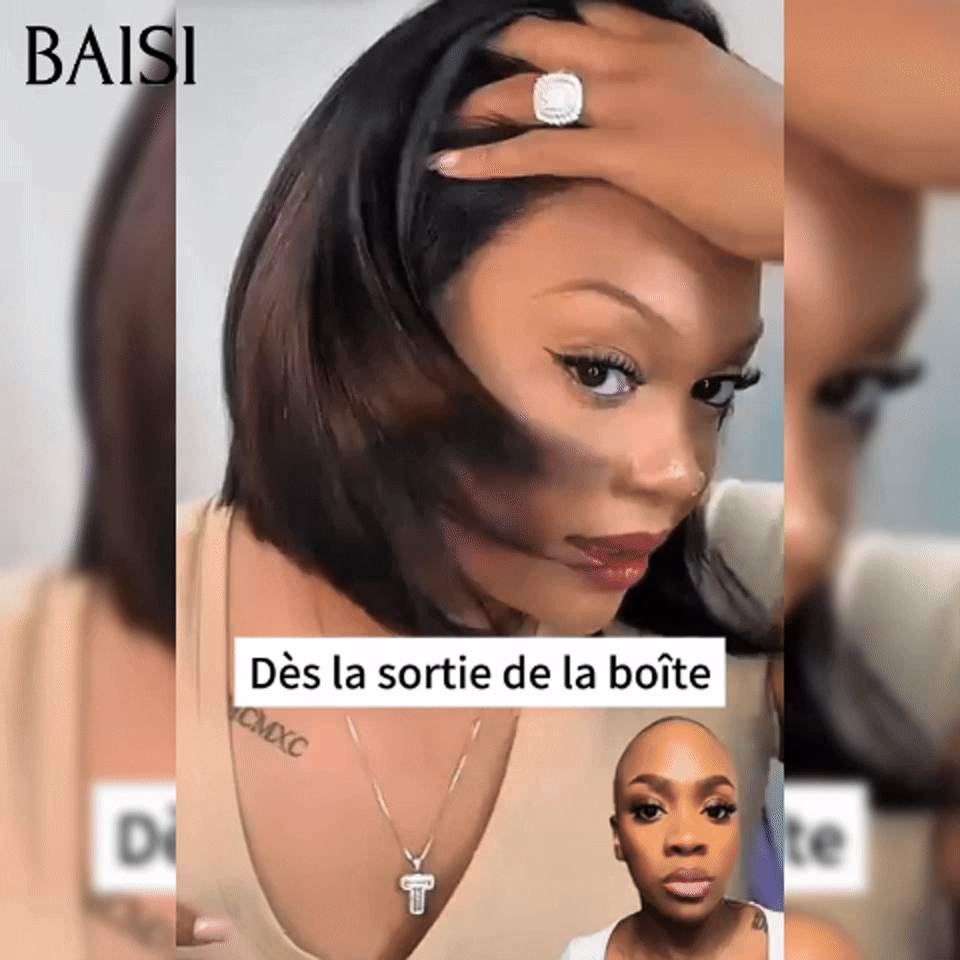 BAISI 13X4 Perruques 10 Pouces Lisse bob 85€ raw hair en 100% Cheveux Humains