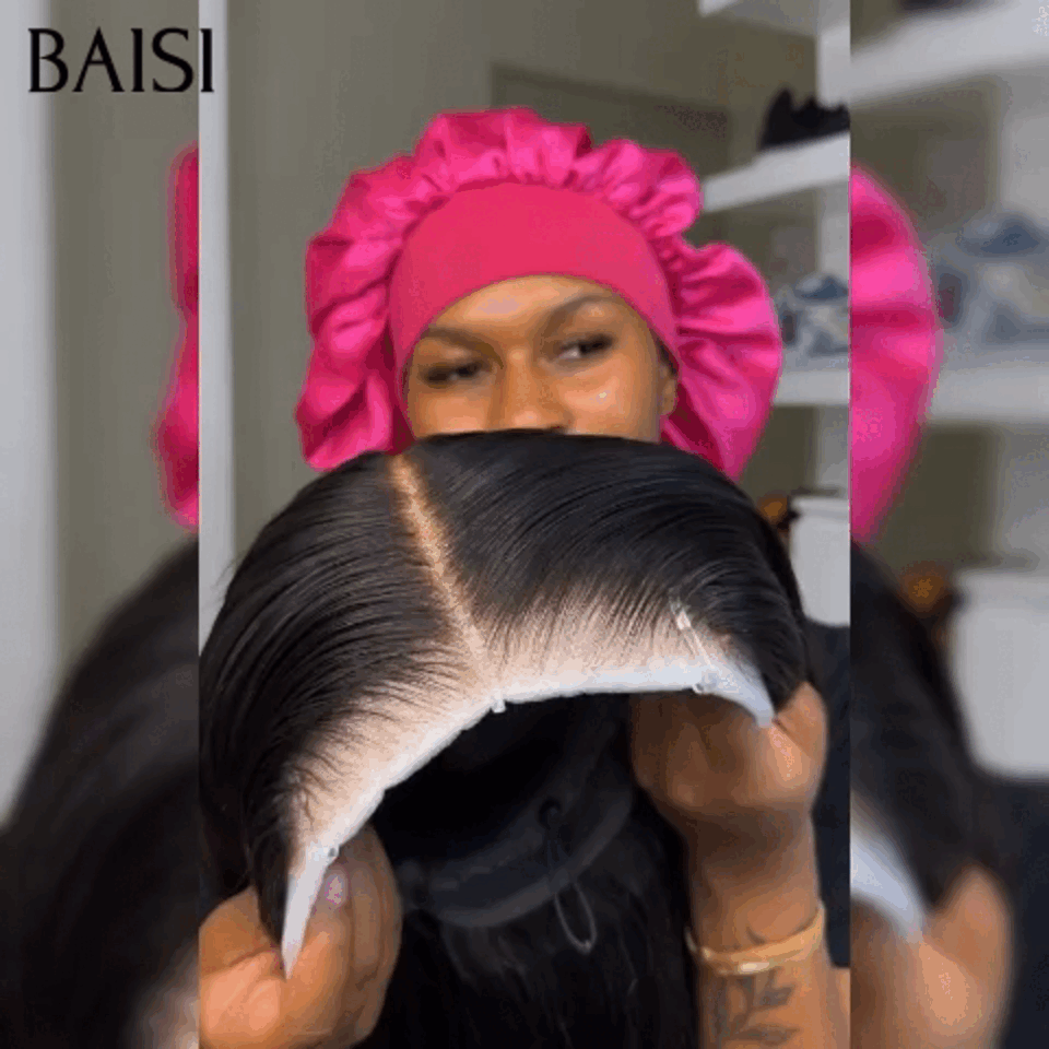 BAISI 4X4 Perruque Lisse Avec cordon de serrage Pré-plucked lace invisible frontale pré-épillées résultat impeccable 100% vrais cheveux humains 4C