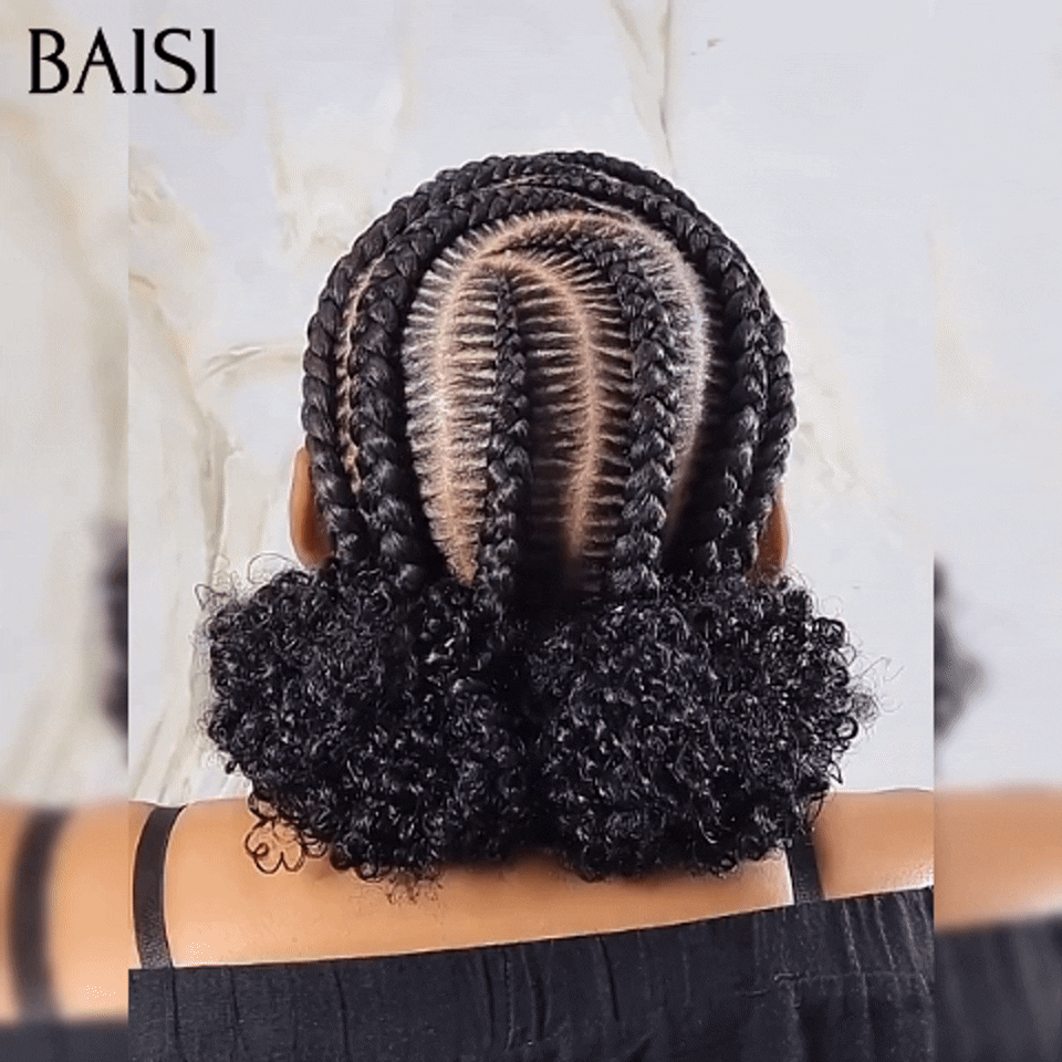 BAISI Perruques 156€ Full Lace avec Petite Natte Promo Bob afro curl 100% comme indiqué sur la photo En cheveux humains