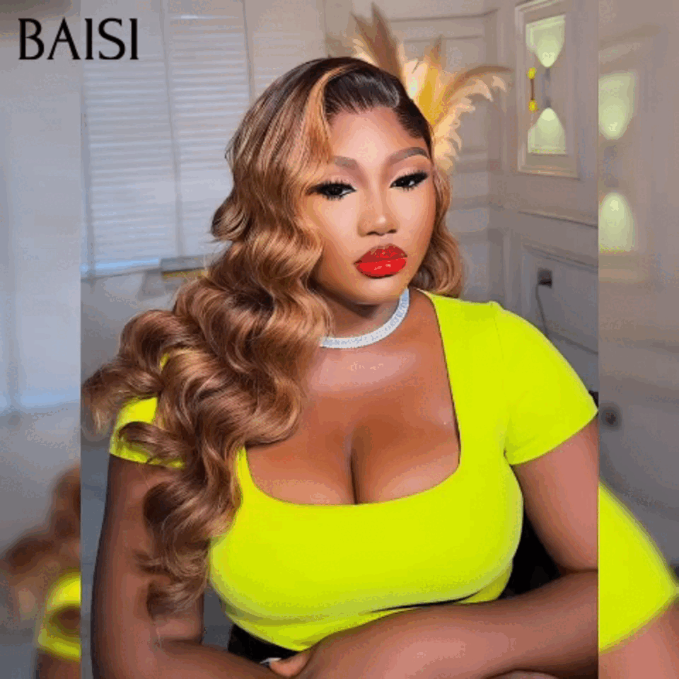 BAISI 13x4 Perruque Body Wave Sans Colle Couleurs personnalisées miel Pré-plucked Pas Besoin de Colle en 100% Raw Hair Lace déjà couper