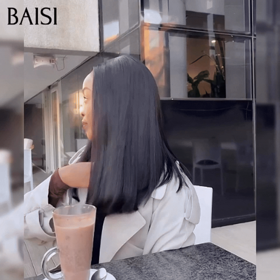 BAISI Bob blonde ou noir Perruque Lisse Straight Bob Lace frontal En 100% Cheveux Humains