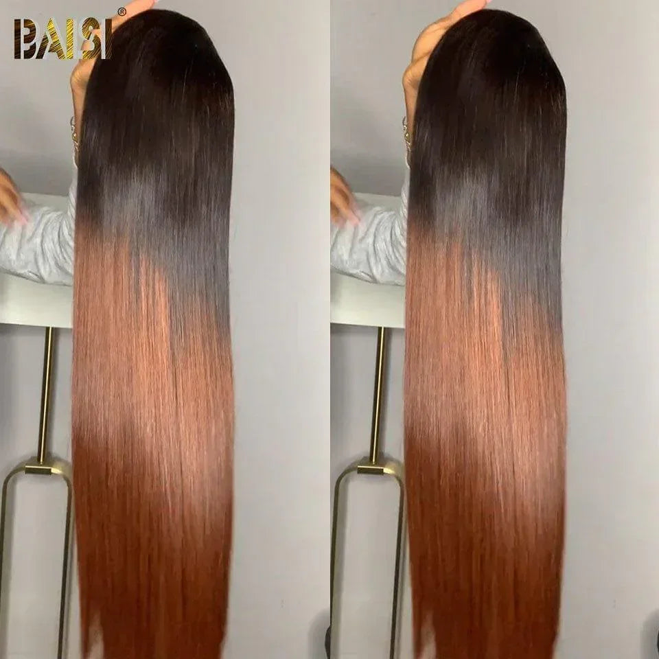 Parrucche diritte di lusso BAISI 2X6 in colore marrone e nero 1BT30# A1 Realizzate con capelli con doppie ciocche disegnate, volume più di 20 anni di utilizzo