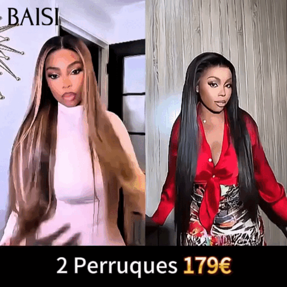 BAISI 2 Perucas 179€ com lace frontal em cabelo humano verdadeiro, madeixas indianas brasileiras de boa qualidade
