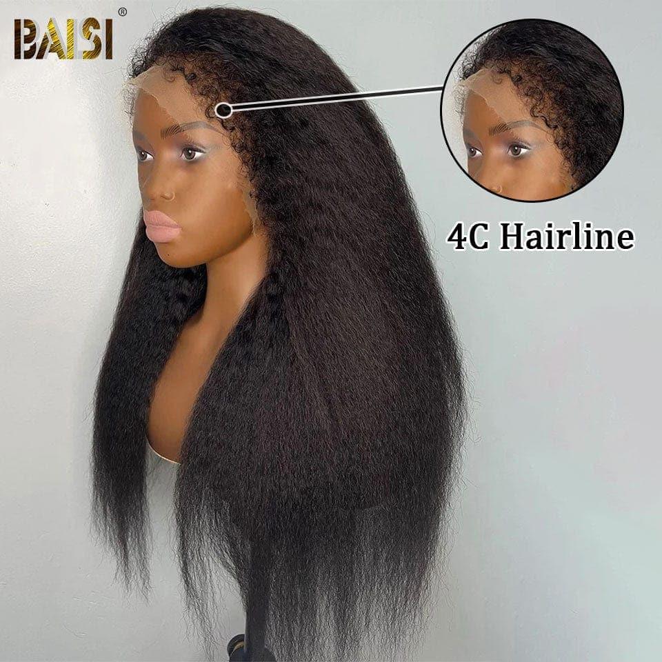 BAISI 360 lace perruque Kinky Straight en haut de gamme avec les Baby Hair naturel 100% vrais cheveux humains 4C Hairline