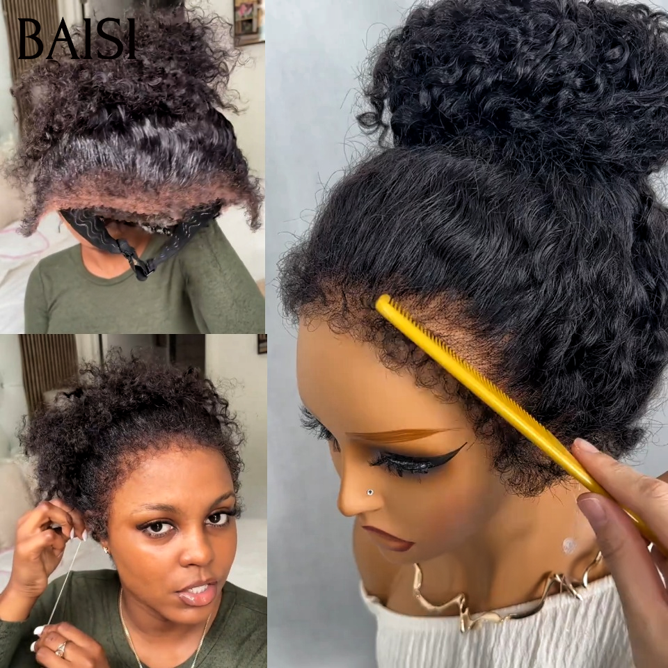 BAISI 360 Lace Perruque Curly Wave 18Pouces 199€ Seulement Toute Coiffure Permie Avec 4C Hairline Baby Hair Très Bonne Qualité En 100% Cheveux Humains