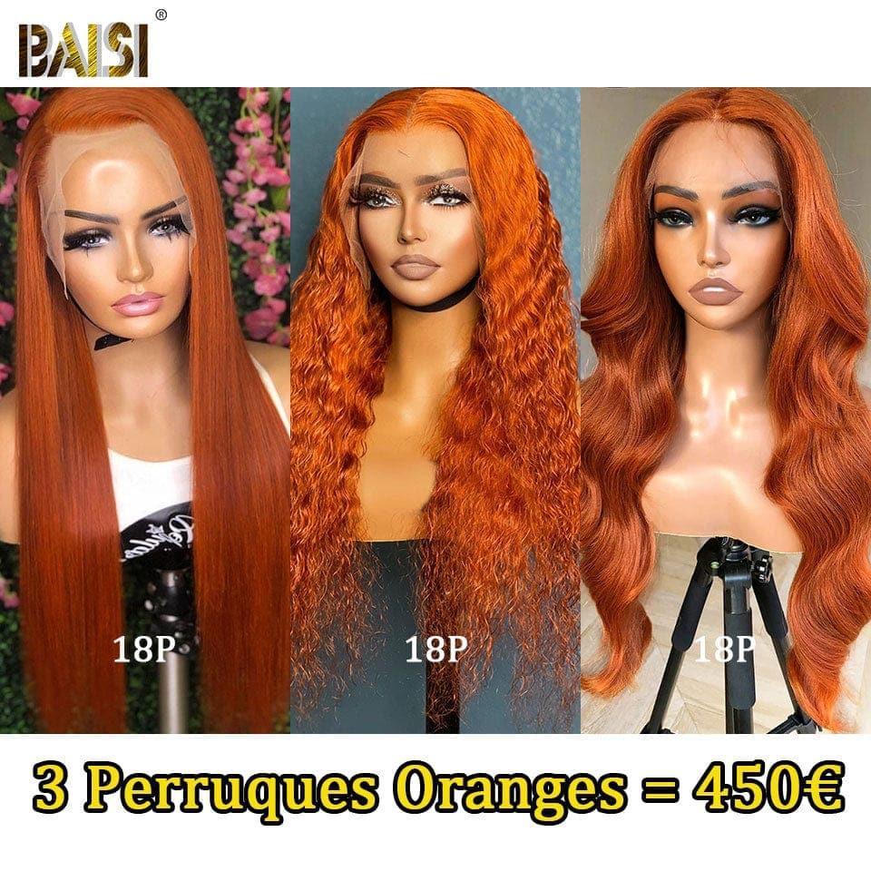 BAISI HAIR FR 2 parrucche all'ingrosso 139€ 4x4 chiusura in pizzo liscia BOB 10 pollici o lotto da 3 parrucche colore arancione 450€ in 100% capelli umani