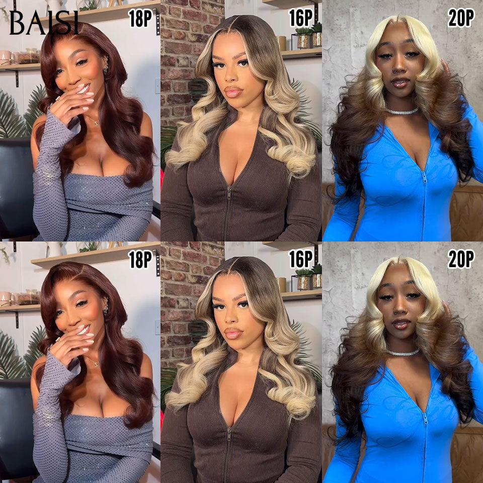 BAISI 2 Wigs WITHOUT glue Body wave and curly wave to resell €275 18 inches in 100% real human hair VIP100