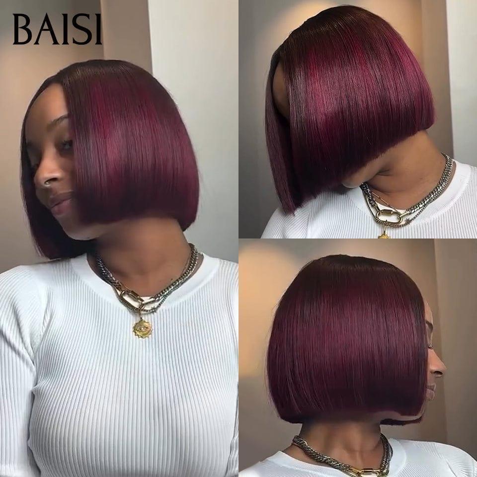 BAISI 300% densité 100% Vietnam Hair 2X6 Perruque Bob Lisse Vietnam Hair 8 pouce SDD 79€ En noir mélangé bordeaux 99j 8 Pouces 89 € Perruque de luxe en 100% Cheveux Humains