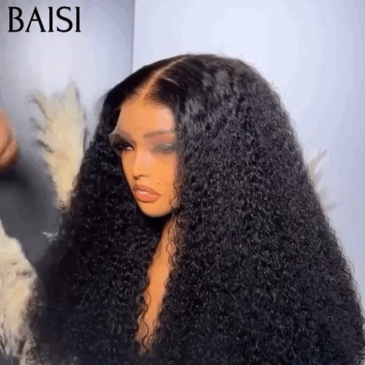BAISI Natal PROMO Peruca Lace Front Curly com 300% de densidade, metade do preço, em 100% cabelo humano MP50