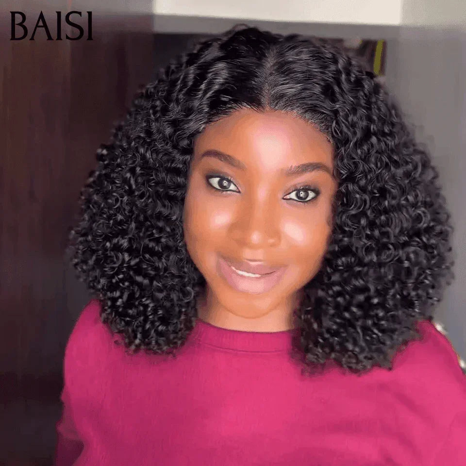 BAISI Oferta Flash 139€ 300% densidade 14 Polegadas 4X4 Peruca de Luxo curly wave double drawn madeixas virgens volume em 100% Cabelos Humanos
